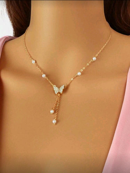 Butterfly Pearl Necklace