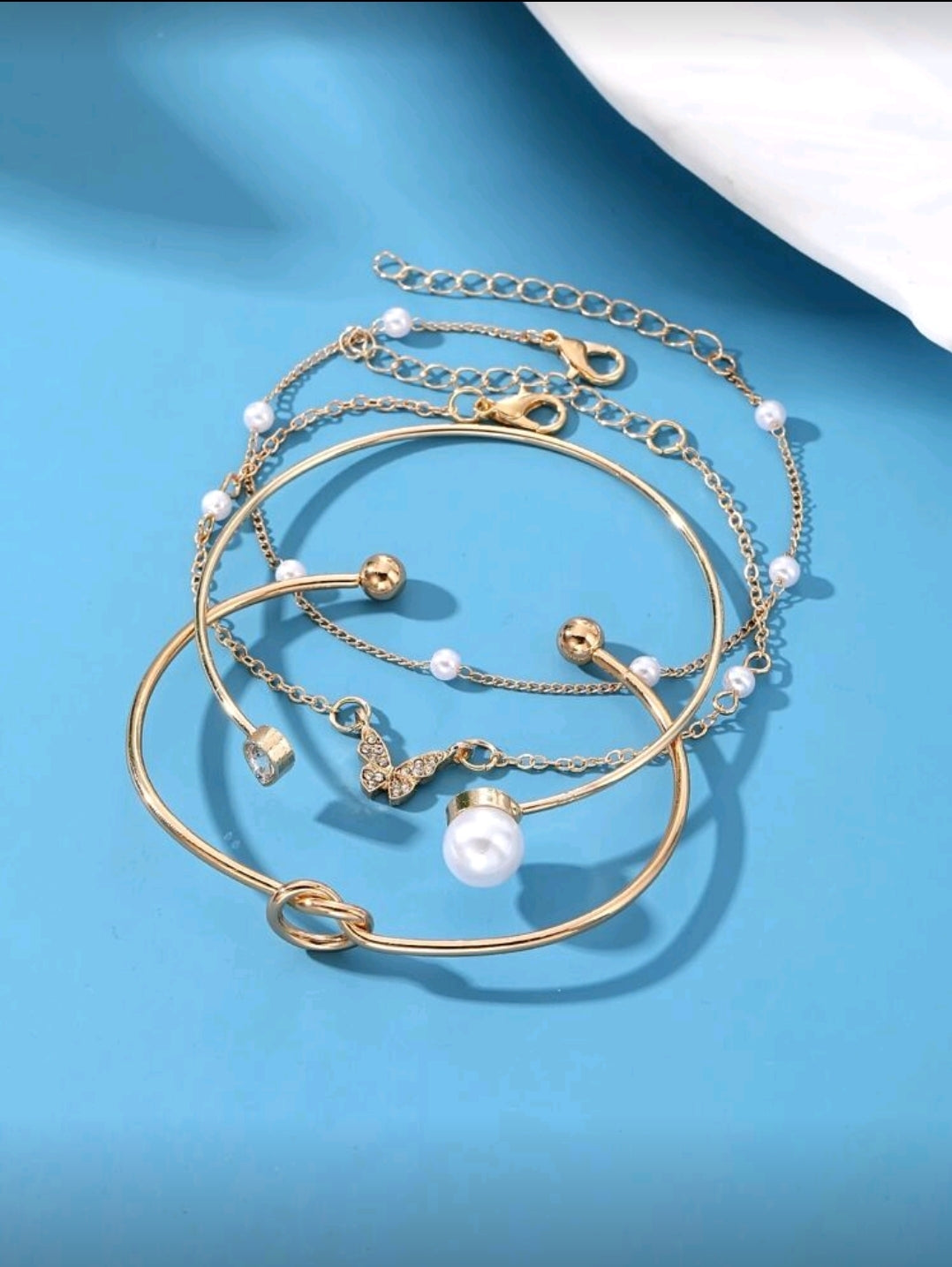 Butterfly Pearl Bracelet Set